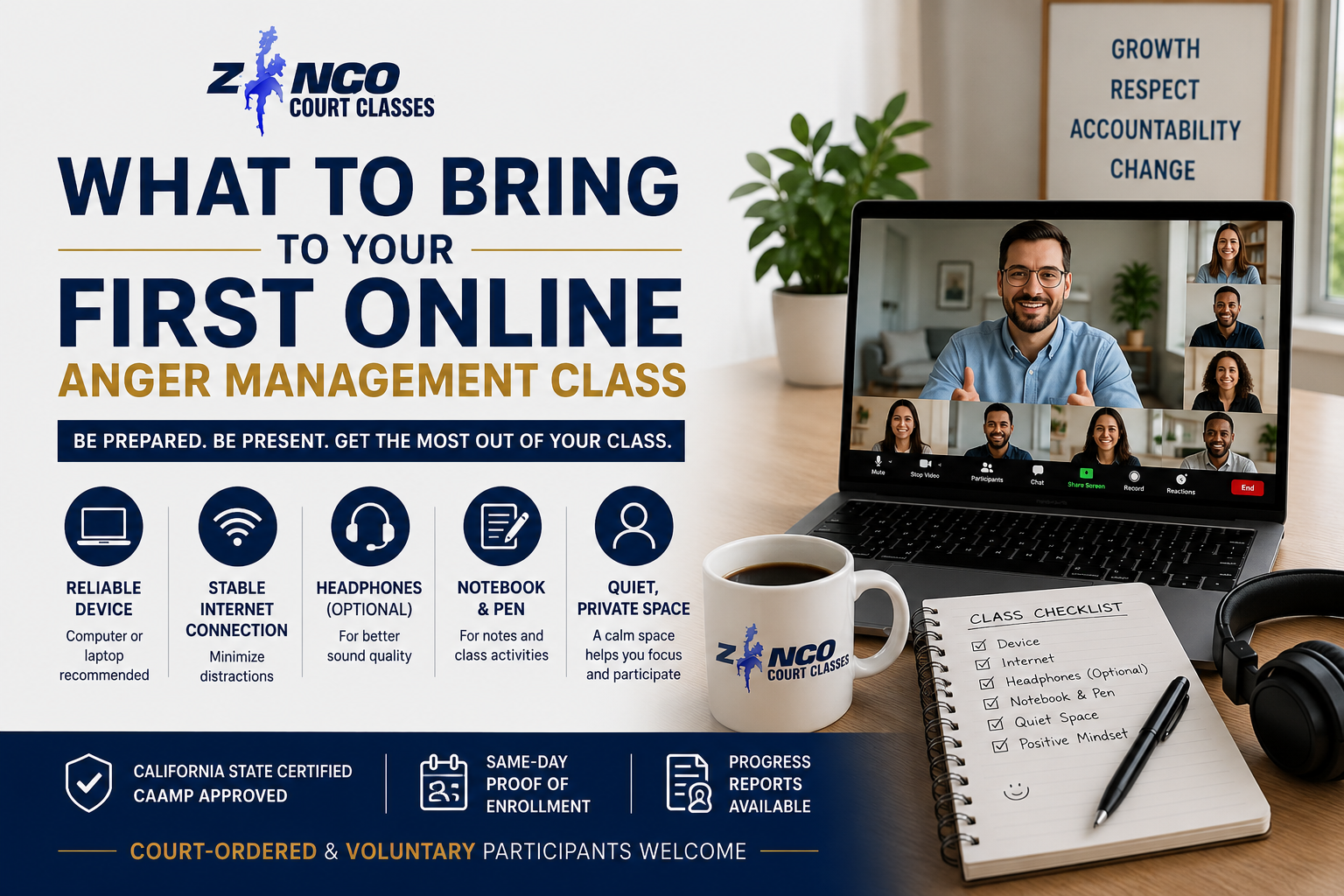 What to Bring to Your First Online Anger Management Class