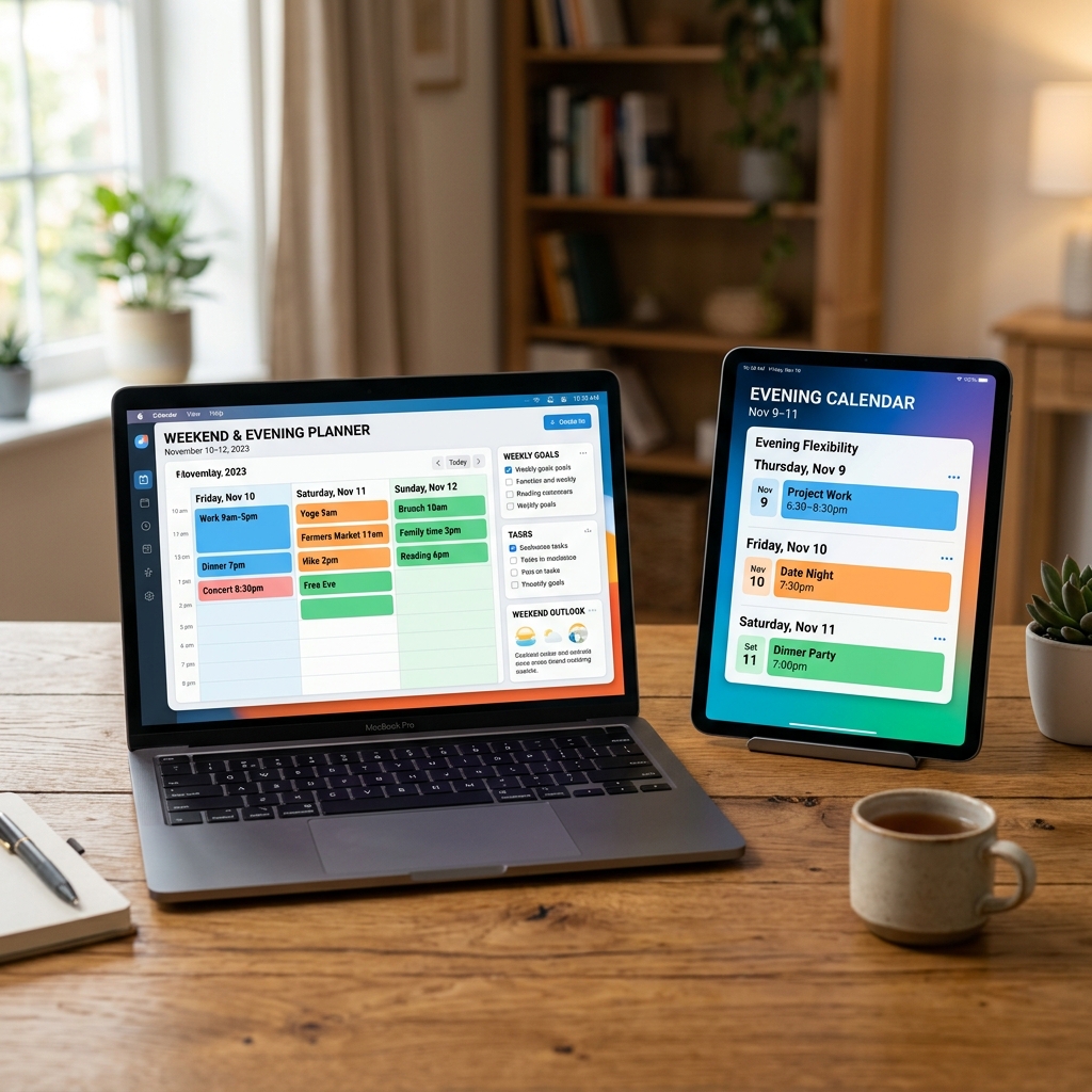 Laptop and tablet displaying customized anger management class dashboard and schedules